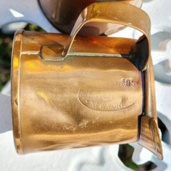 Antique Vintage New York Stamp Handcrafted Copper Pitcher 2.75"x2.25" - Picture 10 of 12